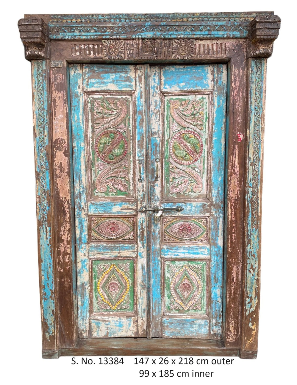 Indian Vintage Antique Hand Carved Solid Wooden Door A67