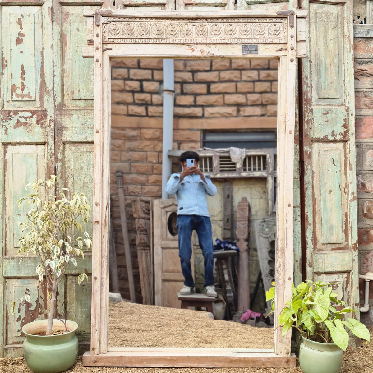Hand Carved Solid Wooden Mirror Frame 116x10x186cm