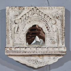 Mehrab Hand Carved Indian Solid Wood Temple Mirror Wall Decor