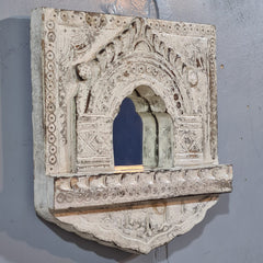 Mehrab Hand Carved Indian Solid Wood Temple Mirror Wall Decor