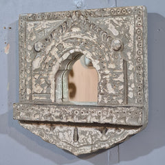 Mehrab Hand Carved Indian Solid Wood Temple Mirror Wall Decor