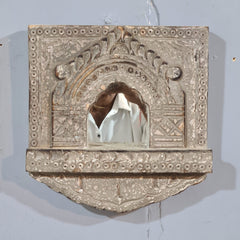 Mehrab Hand Carved Indian Solid Wood Temple Mirror Wall Decor