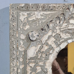 Mehrab Hand Carved Indian Solid Wood Temple Mirror Wall Decor