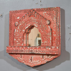Mehrab Hand Carved Indian Solid Wood Temple Mirror Wall Decor