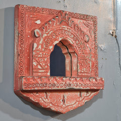 Mehrab Hand Carved Indian Solid Wood Temple Mirror Wall Decor