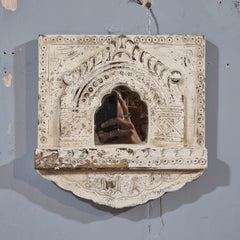 Mehrab Hand Carved Indian Solid Wood Temple Mirror Wall Decor