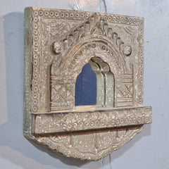 Mehrab Hand Carved Indian Solid Wood Temple Mirror Wall Decor