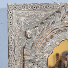 Mehrab Hand Carved Indian Solid Wood Temple Mirror Wall Decor