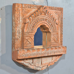 Mehrab Hand Carved Indian Solid Wood Temple Mirror Wall Decor