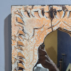 Mehrab Hand Carved Indian Solid Wood Temple Mirror With Candle Stand Wall Decor