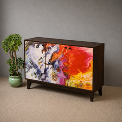 Avalon Indian Solid Wood Printed 3 Door Sideboard Nat
