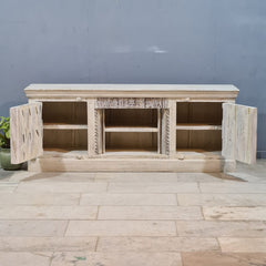 Vintage Old Door Hand Carved Solid Wood Buffet TV Unit
