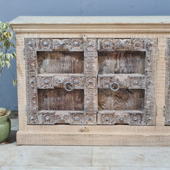 Vintage Old Door Hand Carved Solid Wood Buffet Sideboard XL size