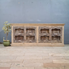 Vintage Old Door Hand Carved Solid Wood Buffet Sideboard XL size