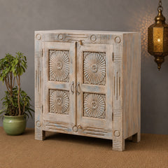 Vintage Old Door Hand Carved Solid Wood Buffet Sideboard