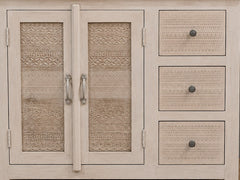 Handmade Solid Hard Wood Carved Sideboard White