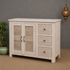 Handmade Solid Hard Wood Carved Sideboard White