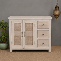 Handmade Solid Hard Wood Carved Sideboard White