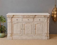 Handmade Solid Hard Wood Carved Sideboard White