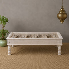 Hand Carved Vintage Door Style Solid Wood Coffee Table
