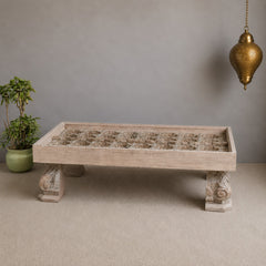 Hand Carved Vintage Door Style Solid Wood Coffee Table