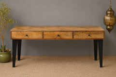 Solid Wood Writing Desk with Drawers – Rustic Handmade Wooden Console Table | Modern Farmhouse Office Desk