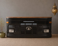 Industrial Truck Front Bar Counter – Handcrafted Metal & Wood Reception Counter | Vintage Retro Cafe Counter