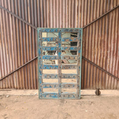 Handcrafted Reclaimed Wood Window Panel Mirror with Distressed Turquoise Finish | Rustic Statement Wall & Leaning Mirror