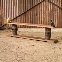 Handcrafted Solid Wood Coffee Table with Vintage Architectural Pillar Base | Rustic Living Room Center Table