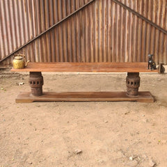 Handcrafted Solid Wood Coffee Table with Vintage Architectural Pillar Base | Rustic Living Room Center Table
