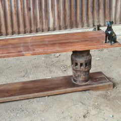 Handcrafted Solid Wood Coffee Table with Vintage Architectural Pillar Base | Rustic Living Room Center Table