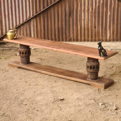 Handcrafted Solid Wood Coffee Table with Vintage Architectural Pillar Base | Rustic Living Room Center Table