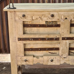 Solid Wood Console Table with Iron Strap Detailing | Rustic Entryway Table | Farmhouse Hallway Console | Handcrafted Accent Furniture