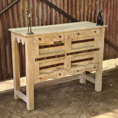 Solid Wood Console Table with Iron Strap Detailing | Rustic Entryway Table | Farmhouse Hallway Console | Handcrafted Accent Furniture