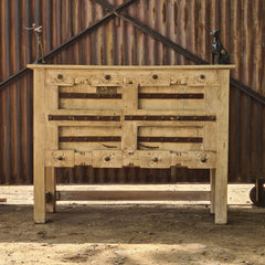 Solid Wood Console Table with Iron Strap Detailing | Rustic Entryway Table | Farmhouse Hallway Console | Handcrafted Accent Furniture