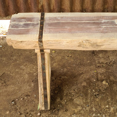 Handcrafted Rustic Solid Wood Bench with Iron Reinforcement Straps | Farmhouse Dining, Entryway & Accent Seating Bench