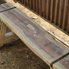 Handcrafted Rustic Solid Wood Bench with Iron Reinforcement Straps | Farmhouse Dining, Entryway & Accent Seating Bench