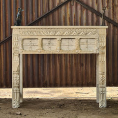 Hand-Carved Solid Wood Console Table with Whitewash Finish | Rustic Entryway Table | Decorative Hallway Sofa Table | Farmhouse Accent Furniture