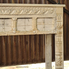 Hand-Carved Solid Wood Console Table with Whitewash Finish | Rustic Entryway Table | Decorative Hallway Sofa Table | Farmhouse Accent Furniture
