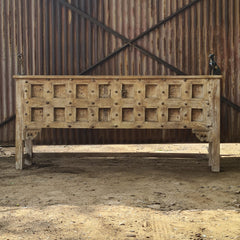 Rustic Solid Wood Console Table with Hand-Forged Iron Stud Detailing | Vintage Entryway, Hallway & Living Room Accent Table