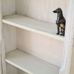 Solid Wood Whitewash Bookcase | Open Display Bookshelf with Architectural Columns | Handcrafted Storage & Display Shelf