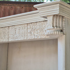 Solid Wood Whitewash Bookcase | Open Display Bookshelf with Architectural Columns | Handcrafted Storage & Display Shelf