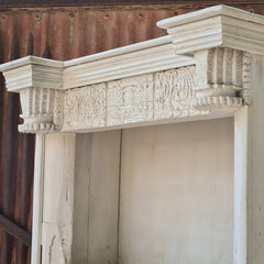 Solid Wood Whitewash Bookcase | Open Display Bookshelf with Architectural Columns | Handcrafted Storage & Display Shelf