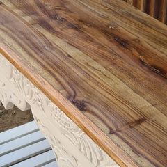 Hand-Carved Whitewash Console Table with Lower Shelf | Solid Wood Entryway, Hallway & Living Room Accent Table