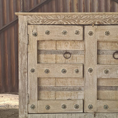 Handcrafted Whitewash Wooden Storage Cabinet with Iron Strap Details | Rustic Mango Wood Accent Cabinet | Farmhouse Cupboard for Living Room, Bedroom & Entryway