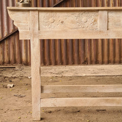 Handcrafted Solid Wood Console Table with 3 Drawers and Floral Carved Details | Rustic Entryway, Hallway & Living Room Accent Table