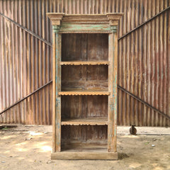 Reclaimed Wood Bookcase | Open Display Bookshelf with Architectural Details | Handcrafted Heritage Storage Shelf
