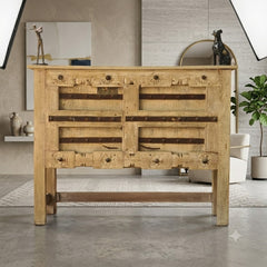 Solid Wood Console Table with Iron Strap Detailing | Rustic Entryway Table | Farmhouse Hallway Console | Handcrafted Accent Furniture