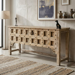Rustic Solid Wood Console Table with Hand-Forged Iron Stud Detailing | Vintage Entryway, Hallway & Living Room Accent Table