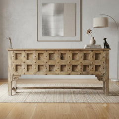 Rustic Solid Wood Console Table with Hand-Forged Iron Stud Detailing | Vintage Entryway, Hallway & Living Room Accent Table